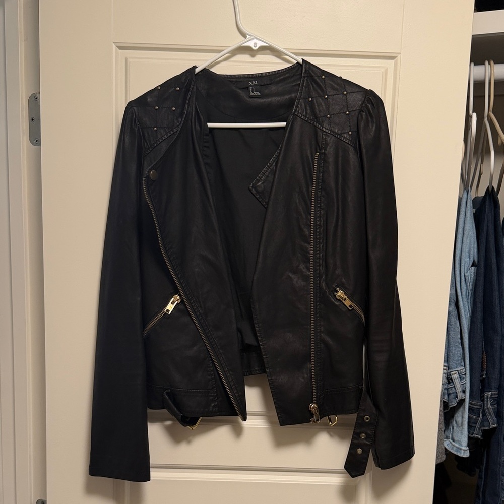 Forever 21 Studded Black Leather Jacket